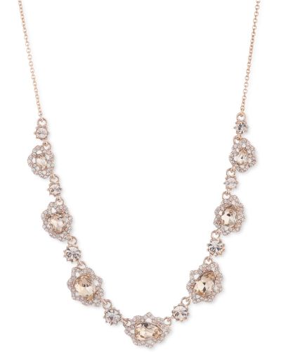 Marchesa Rose Gold-tone Pavé & Pear-shape Crystal Statement Necklace, 16" + 3" Extender - Pink