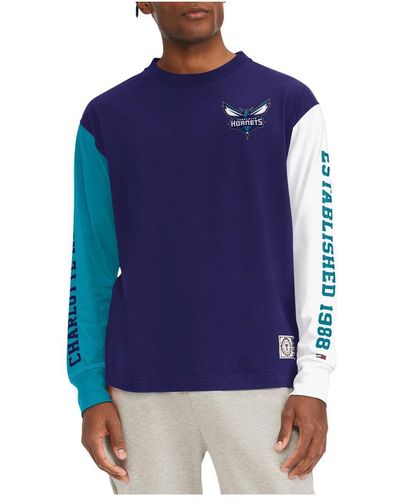 Tommy Hilfiger Charlotte Hornets Richie Color Block Long Sleeve T-shirt - Blue