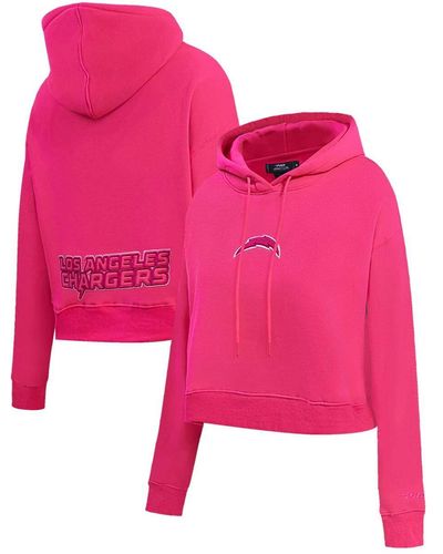 Pro Standard Los Angeles Chargers Triple Cropped Pullover Hoodie - Pink