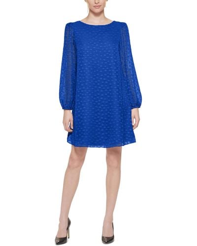 Jessica Howard Petite Clip-dot A-line Dress - Blue