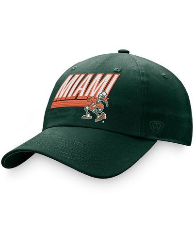 Top Of The World Miami Hurricanes Slice Adjustable Hat - Green