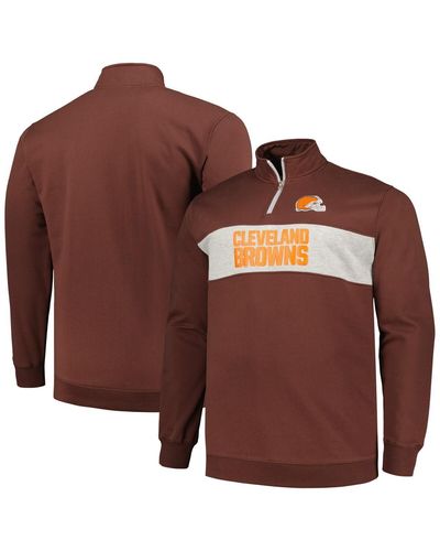 Profile Cleveland S Big And Tall Fleece Quarter-zip Jacket - Brown