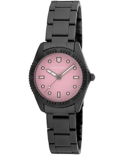 Laura Ashley Quartz Black Alloy Bracelet Watch 32mm - Pink