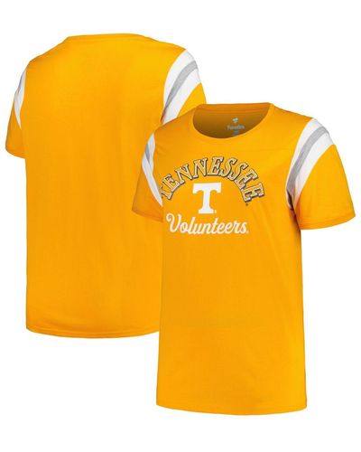 Profile Tennessee Volunteers Plus Size Striped Tailgate Scoop Neck T-shirt - Yellow