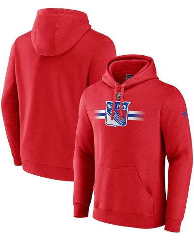 Fanatics New York Rangers Authentic Pro Secondary Pullover Hoodie - Red