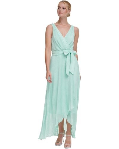 DKNY Pleated Belted Dress - Green