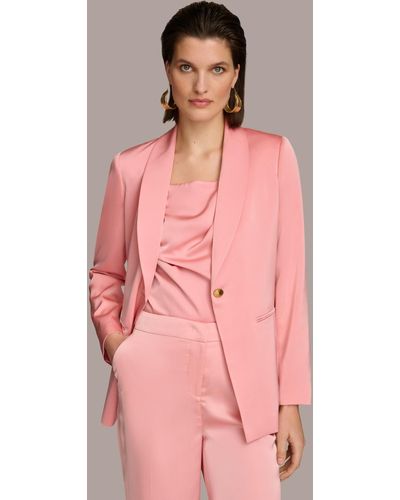 Donna Karan Satin One-button Jacket - Pink