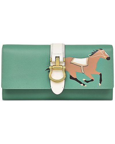 Radley Kentucky Derby Large Leather Flapover Wallet - Green