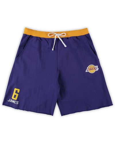 Profile Lebron James Los Angeles Lakers Big And Tall French Terry Name & Number Shorts - Blue
