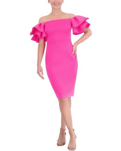 Eliza J Ruffled Off-the-shoulder Dress - Pink