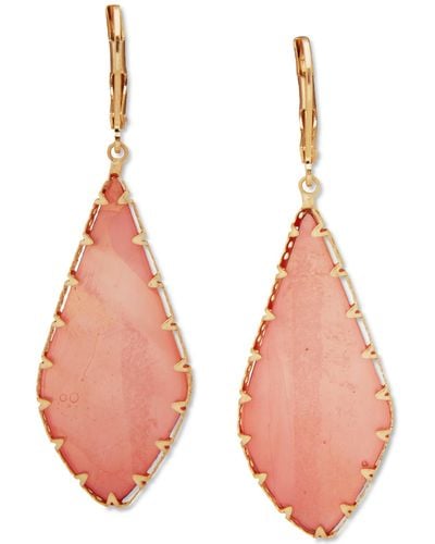 Lonna & Lilly Gold-tone Large Flat Stone Drop Earrings - Pink