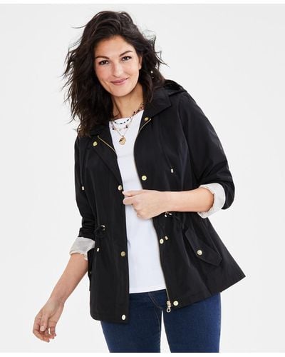 Style & Co. Petite Anorak Hooded Jacket - Black