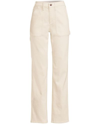 Lands' End Recycled Denim High Rise Straight Leg Utility Jeans - White