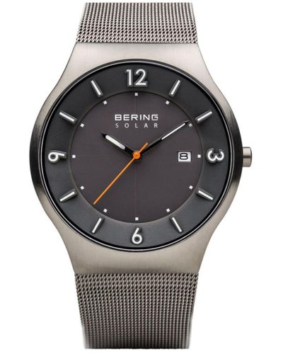 Bering Slim Solar Stainless Case And Mesh Watch - Gray