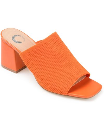 Journee Collection Lorenna Block Heel Slide Sandals - Orange