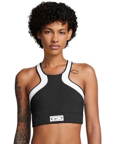 Nike High-neck Colorblock Medium-support Sports Bra - Black