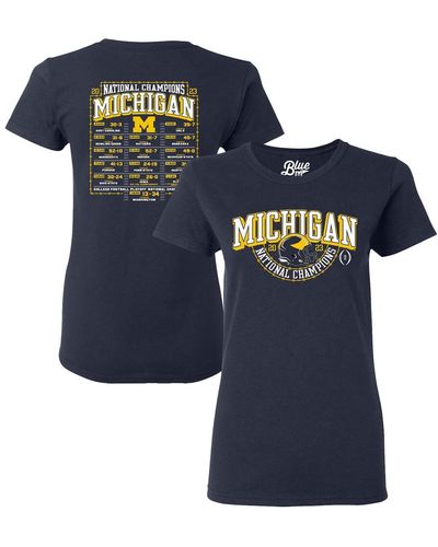 Blue 84 Michigan Wolverines College Football Playoff 2023 National Champions Gold Dust Schedule T-shirt - Blue