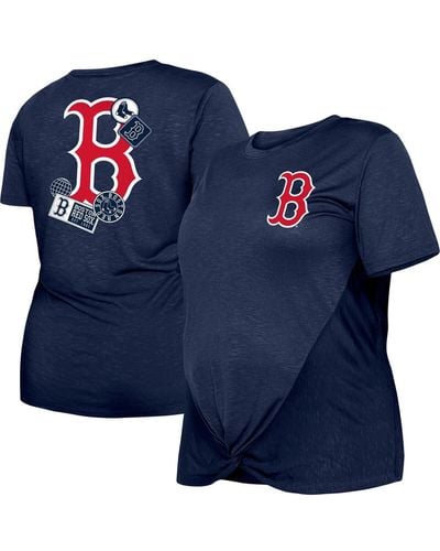 Women's New Era Navy Boston Red Sox Tie-Dye Cropped Long Sleeve T