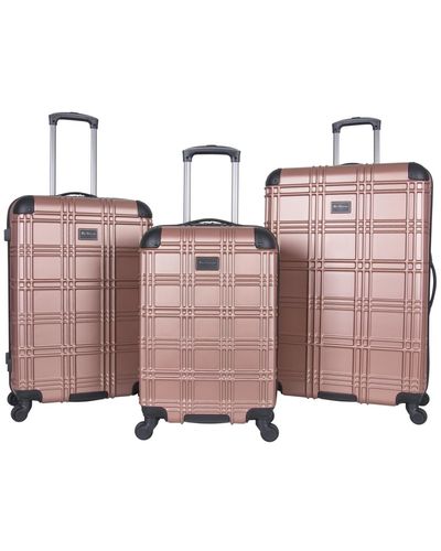 Ben Sherman Nottingham 3 Piece Lightweight Hardside Travel luggage Set - Pink
