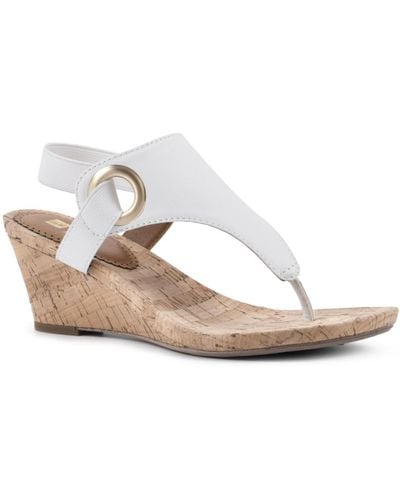 White Mountain Aida Thong Wedge Sandals - White