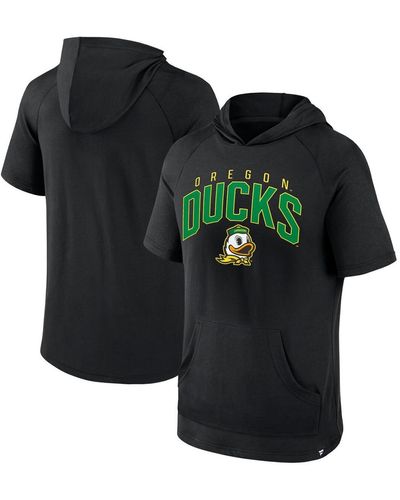 Fanatics Oregon Ducks Double Arch Raglan Short Sleeve Hoodie T-shirt - Black