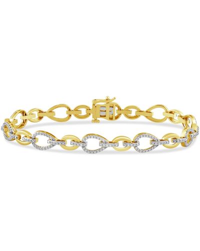 Macy's Diamond Open Pear Link Bracelet (1 Ct. T.w. - Metallic