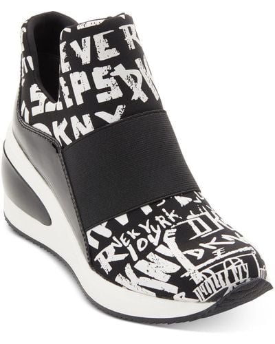 DKNY Slip On Wedge Heel Sneaker - Black