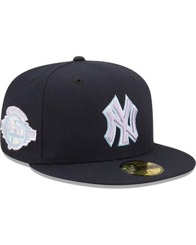 KTZ New York Yankees 100th Anniversary Lavender Undervisor 59fifty Fitted Hat - Blue