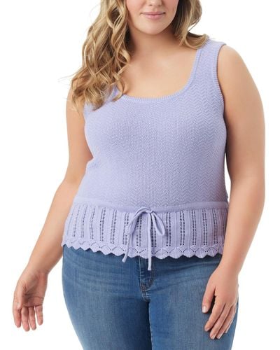 Jessica Simpson Trendy Plus Size Sierra Drawstring Sweater Tank Top - Purple