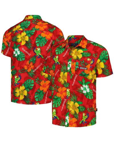Margaritaville Nascar Island Life Floral Party Full-button Shirt - Red