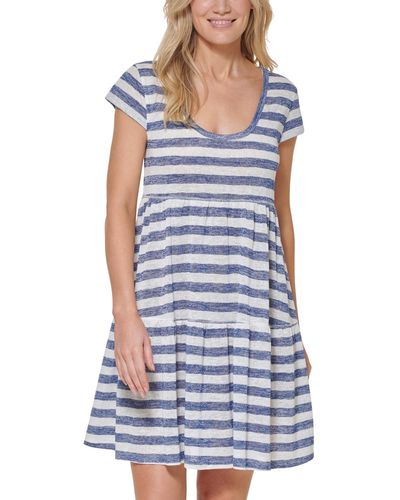 Tommy Hilfiger Wide Stripe Cap Sleeve Dress Cover-up - Blue