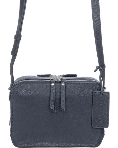 Mancini Pebbled Rachel Camera Style Crossbody Handbag - Blue