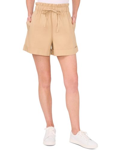 Cece Paperbag-waist Cuffed Shorts - Natural