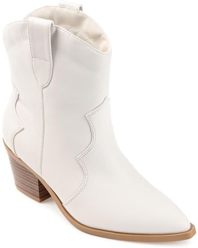 Journee Collection Becker Cowboy Booties - White