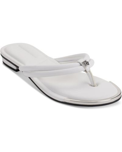 DKNY Clemmie Slip On Thong Flip Flop Sandals - White