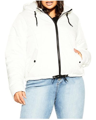 City Chic Plus Size Streetwise Puffer Jacket - Blue