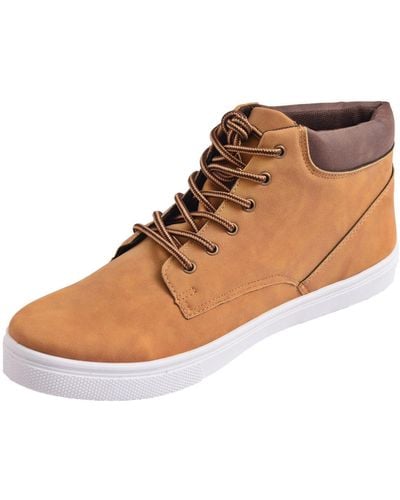 Alpine Swiss Keith High Top Fashion Sneakers Casual Lace Up Shoes Boots - Brown