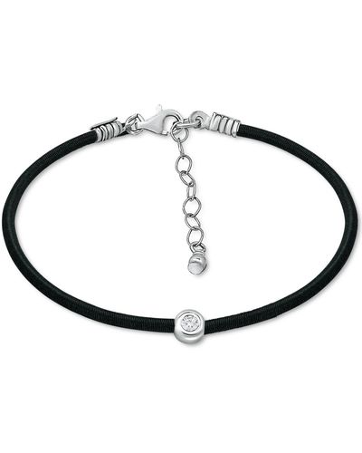 Giani Bernini Cubic Zirconia Bezel Cord Ankle Bracelet In Sterling Silver, Created For Macys - Black