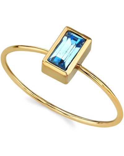 2028 14k Gold-tone Rectangle Crystal Ring - Blue