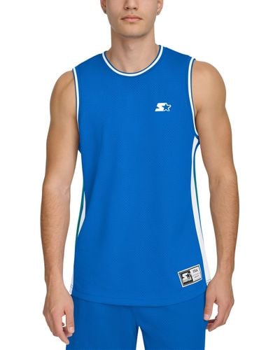 Starter Classic-fit Tipped Mesh Basketball Tank - Blue