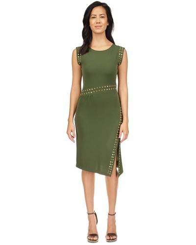 Michael Kors Astor Studded Side-slit Midi Dress, Regular & Petite - Green