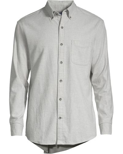 Lands' End Traditional Fit Flagship Flannel Shirt - Gray