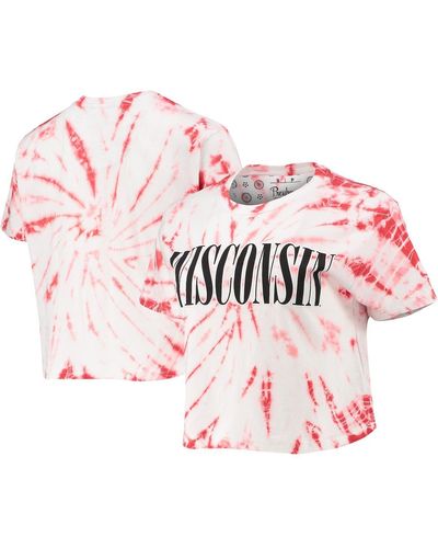 Pressbox Wisconsin Badgers Showtime Tie-dye Crop T-shirt - Pink