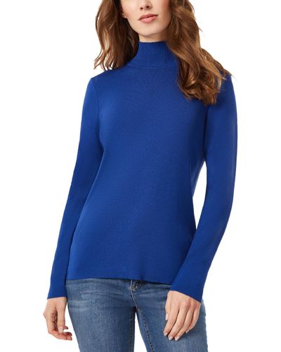 Jones New York Long Sleeve Mock Neck Sweater - Blue