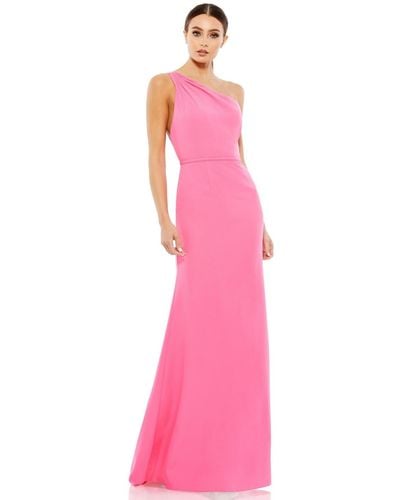 Mac Duggal Ieena One Shoulder Jersey Mermaid Gown - Pink