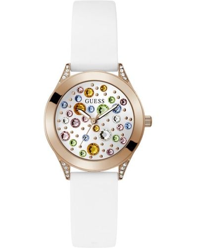 Guess Analog Silicone Watch 34mm - Metallic