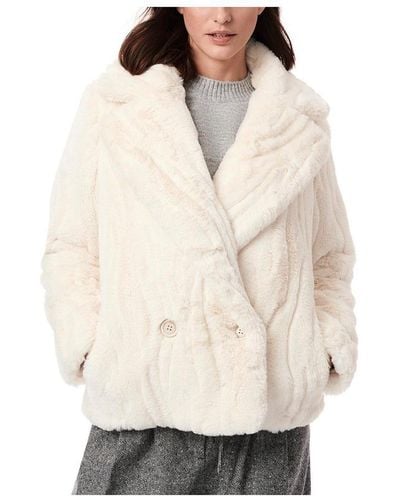 Bernardo Grooved Faux Fur Jacket - White