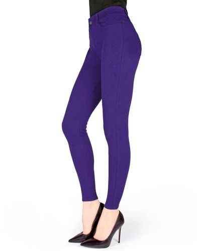 Memoi Pants-style Ponte Basic Pocket leggings - Purple