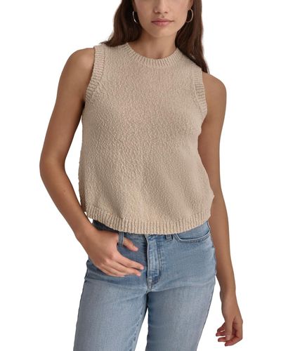 DKNY Cotton Boucle Sleeveless Sweater - Natural