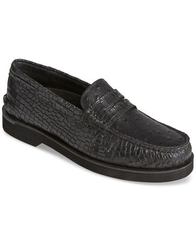 Sperry Top-Sider Double-sole Crocodile Penny Loafer Shoes - Black